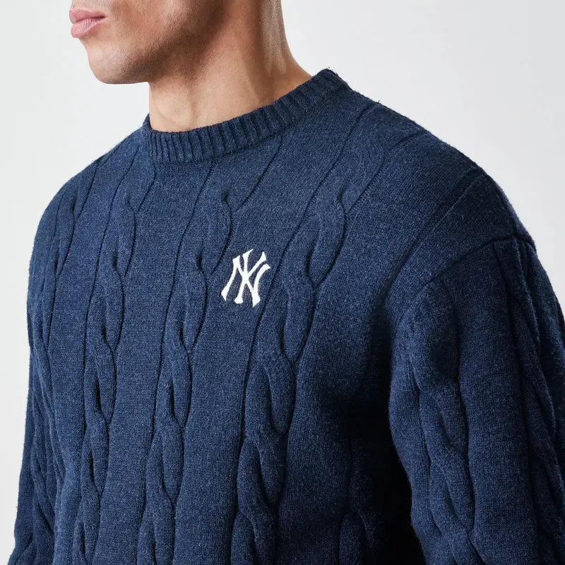New York Yankees Mlb Navy Cable Knit Sweater 4