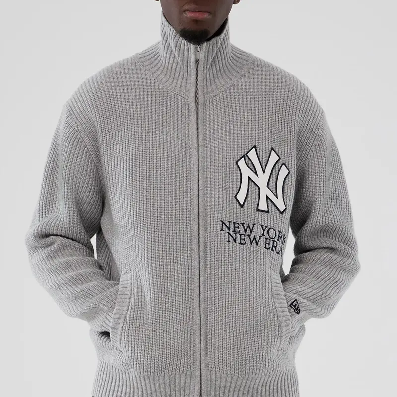 New York Yankees Textured Grey Knit Cardigan 7