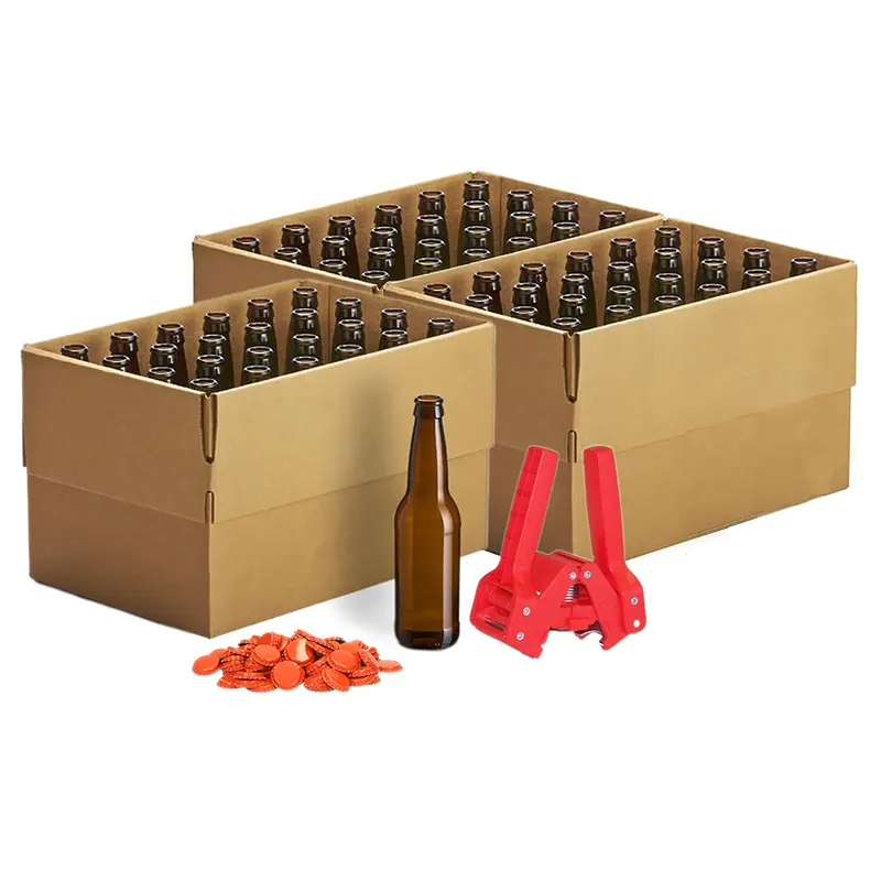 Pack Of 72 Amber Glass Beer Bottles (355 Ml) + 144 Crown Caps 1