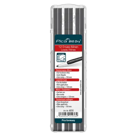 Pica Big-Dry 2H Graphite Refills – 12-Pack, Optimized For Precision Marking 1