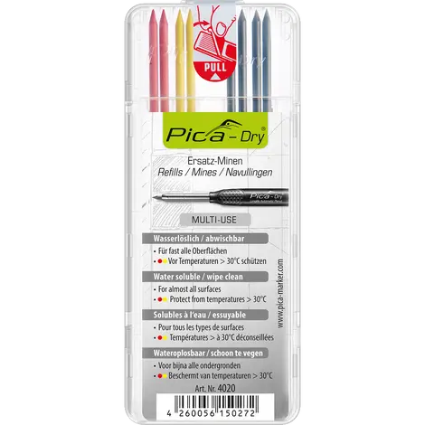 Pica Dry 2.8Mm Multi-Color Lead Refills – Graphite, Red, Yellow 1