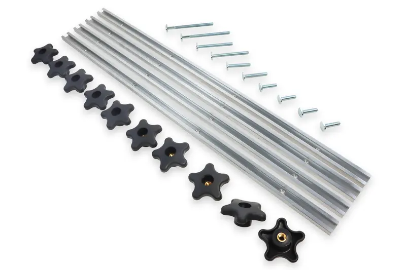 Premium 24-Piece T-Track Jig Fixture Kit With Star Knobs, Modular Track Sections, And T-Bolts 1