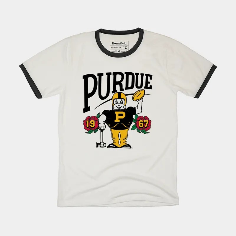 Purdue 1967 Rose Bowl Commemorative Ringer T-Shirt 1