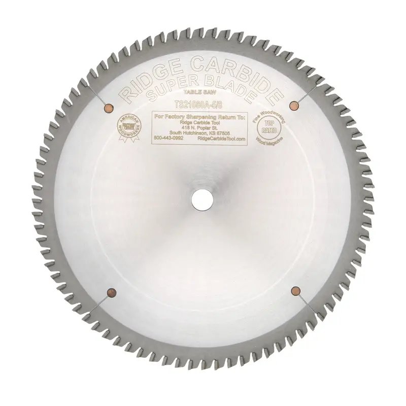 Ridge Carbide 10" Full-Kerf Crosscut Blade — 80T, Alternate Top Bevel Grind 1