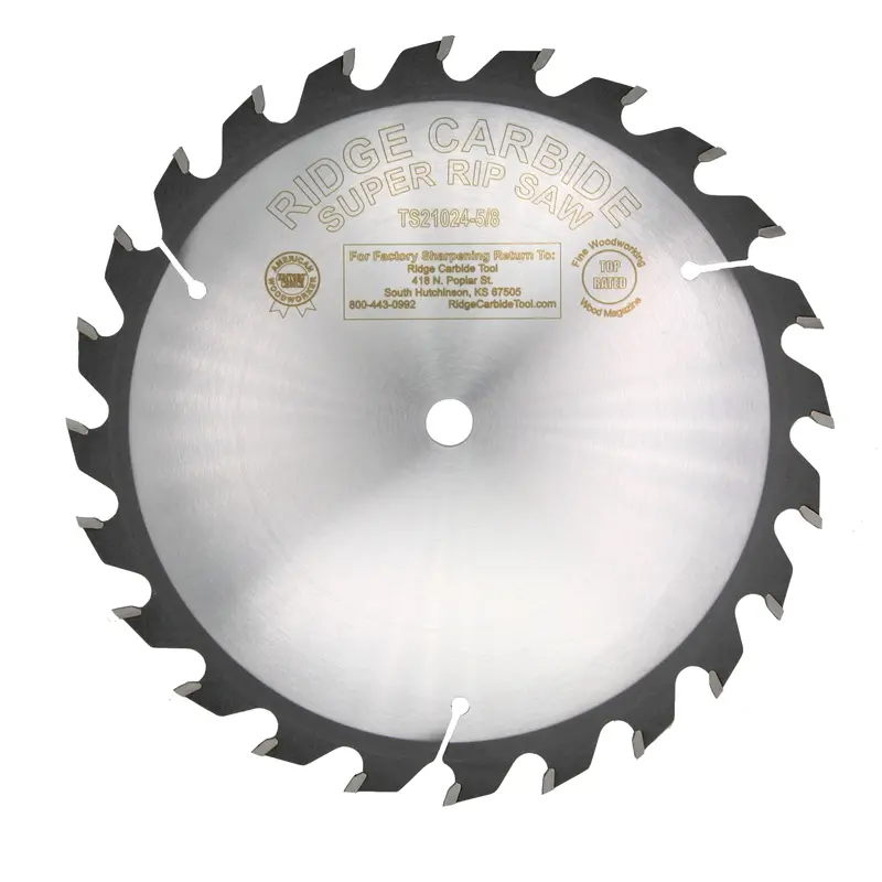 Ridge Carbide 10" Heavy-Duty Rip Blade — 24T, Full Kerf, Flat Top Grind 1