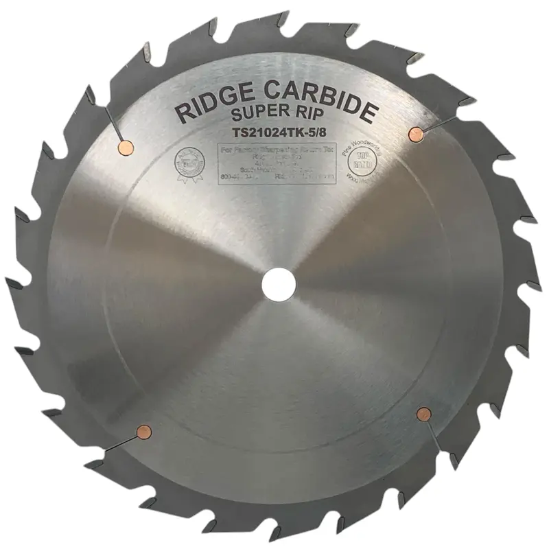 Ridge Carbide 10-Inch 24-Tooth Str Super Rip Blade – +20° Hook, 5/8" Arbor, Thin Kerf (0.102") For Efficient Long-Grain Cuts In Hardwoods 1