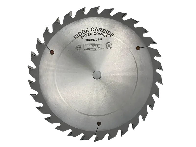 Ridge Carbide 10-Inch 30-Tooth Raker (4+1) Super Combo Blade – +20° Hook, 5/8" Arbor, Full Kerf (0.125") For All-Around Workshop Use 1