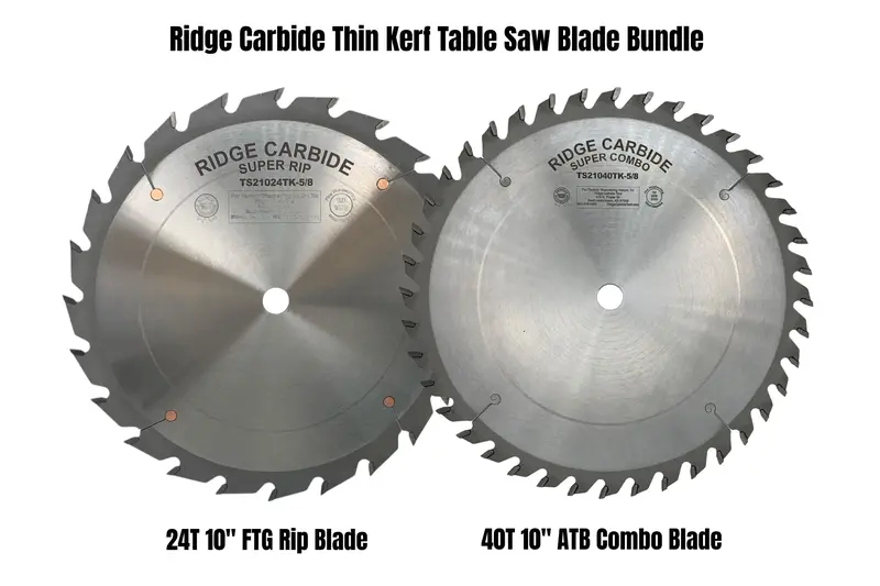 Ridge Carbide 10" Thin-Kerf Table Saw Blade Bundle – 24T Rip + 40T Combo 1