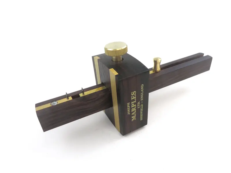 Scratch & Dent: Joseph Marples Mortise Gauge – Rosewood Head, Brass Strips, Pull-Slide Adjustment 1