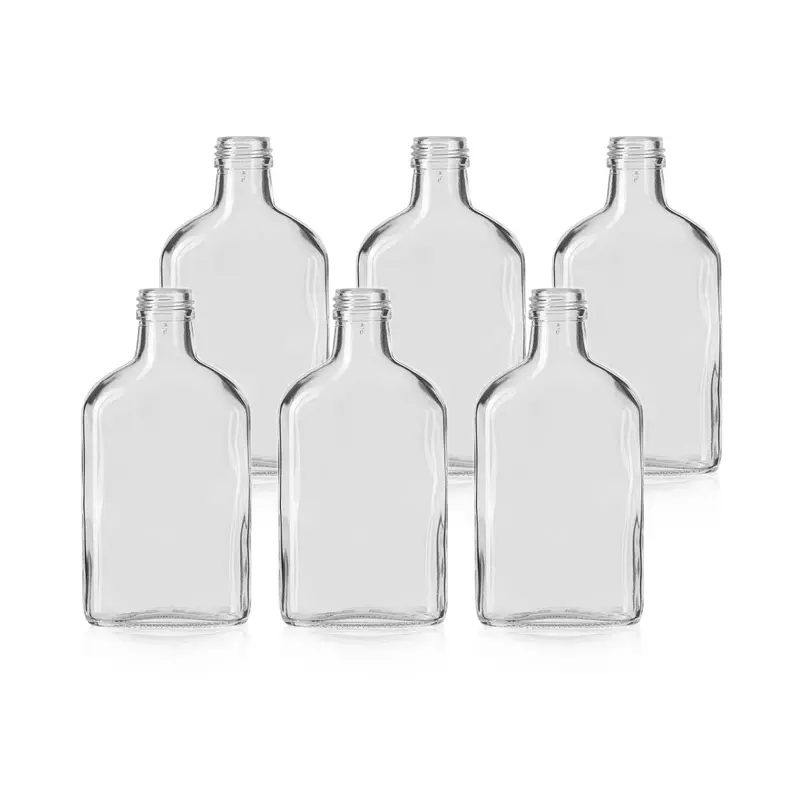 Set Of 6 Clear Glass Flask Bottles – 200 Ml Each, Ideal For Sampling & Storage 1