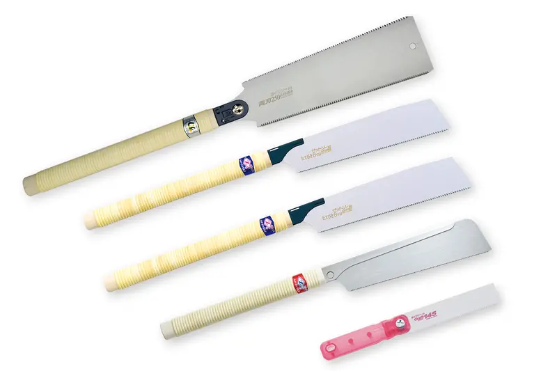 Set Of Five Traditional Japanese Saw Blades: Dozuki, Kataba, Ryoba, And Flush-Cut Models 1