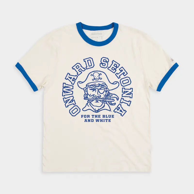 Seton Hall Pirates Basketball Tee – "Onward Setonia" Ringer Style 1