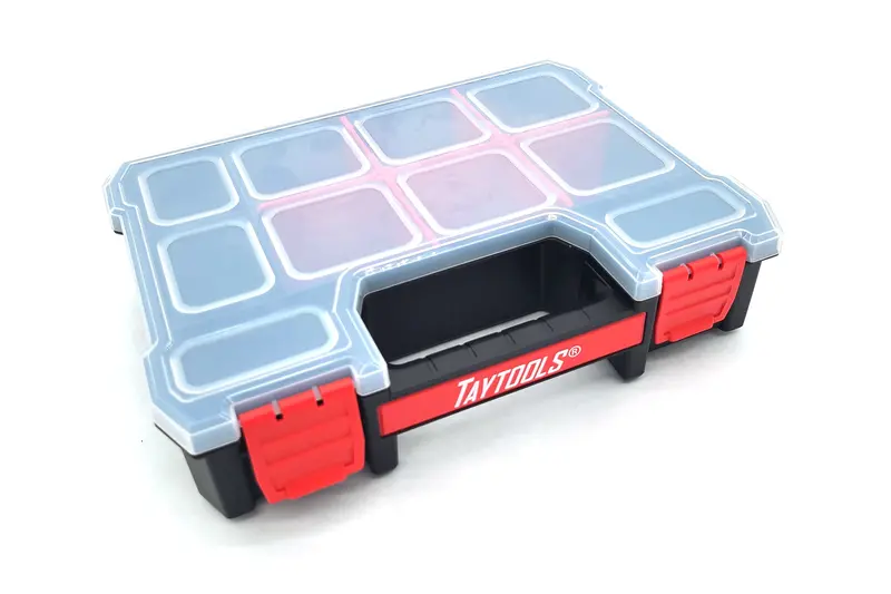 Single 10-Compartment Portable Parts Organizer – 11.375" X 8.75" X 2.5", Dual-Latch System With Modular Dividers 1
