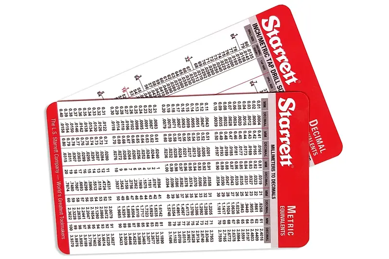 Starrett Decimal-To-Metric Conversion Pocket Reference Card Set (3" X 5") 1