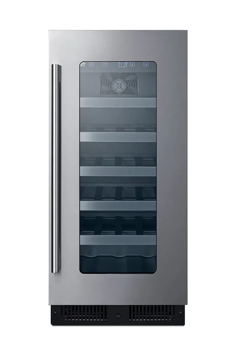Summit 15" Ada-Compliant Built-In Wine Cellar – 23-Bottle All-Stainless Single-Zone Unit 1