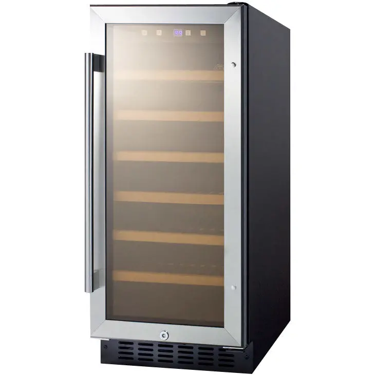 Summit 15" Single-Zone Built-In Wine Cooler – 33-Bottle Stainless Steel Undercounter Refrigerator 1