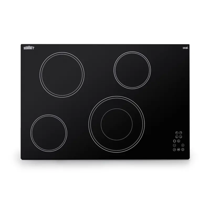 Summit Cr4B30T11B Radiant Cooktop – 30" Wide, 4-Burner, 208–240V, Black Trim 1