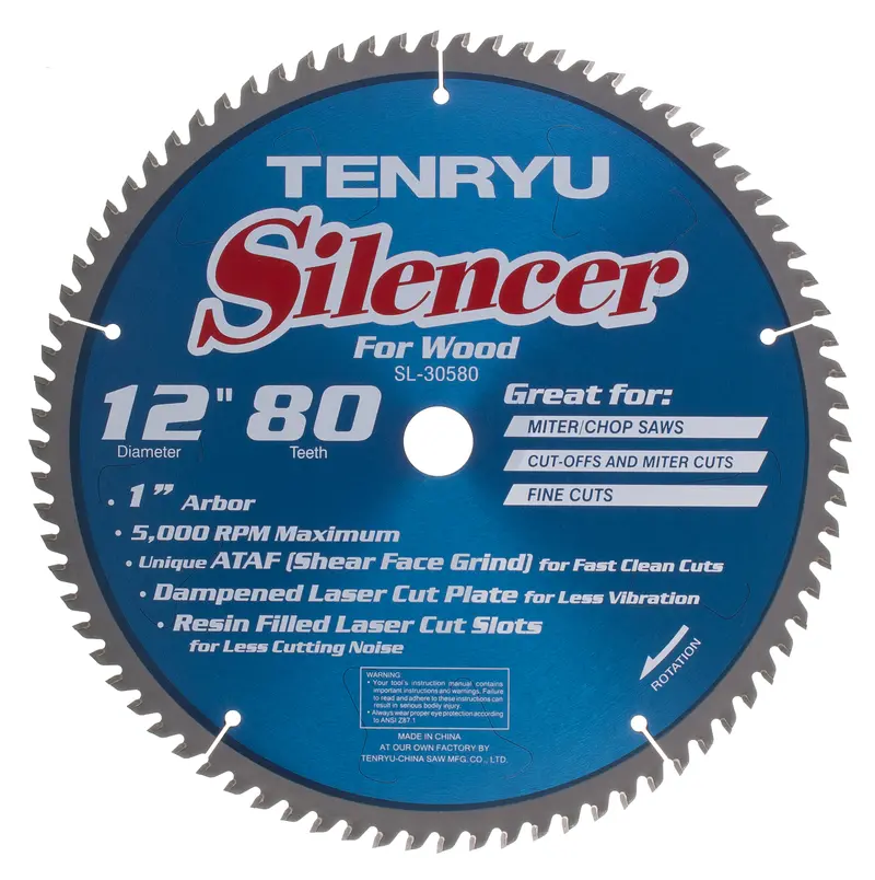 Tenryu 12-Inch 80-Tooth Wood-Cutting Blade – Very Smooth Finish (Sl-30580) 1