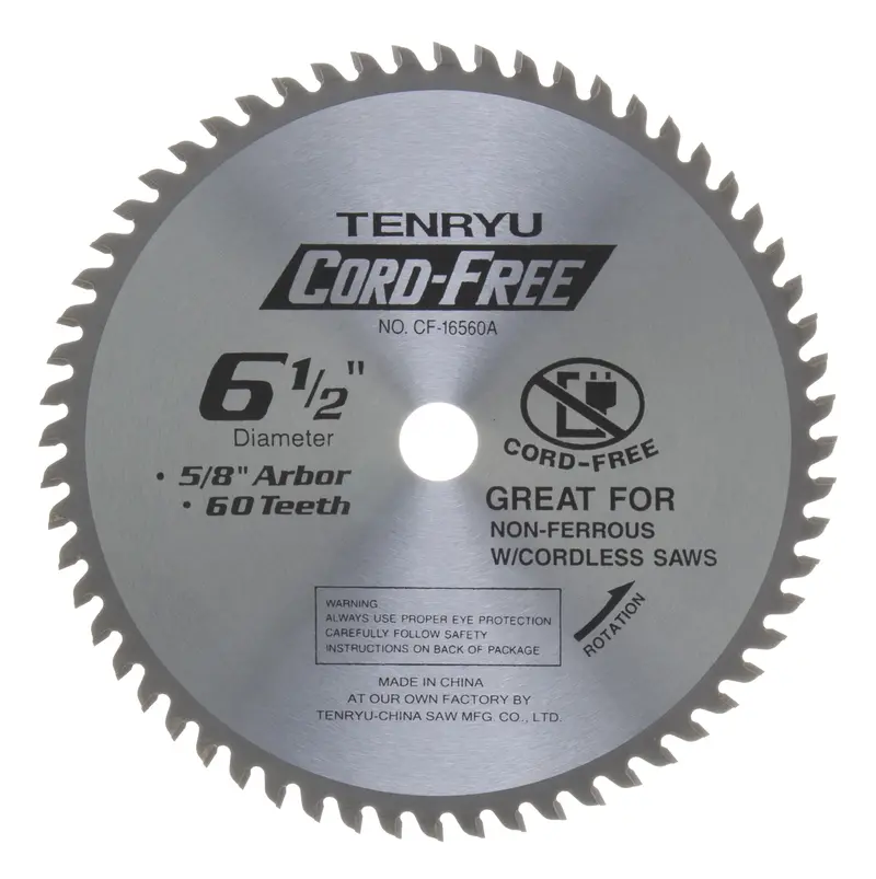 Tenryu 6-1/2-Inch 60-Tooth Non-Ferrous Blade For Aluminum & Soft Metals – Burr-Free (Cf-16560A) 1