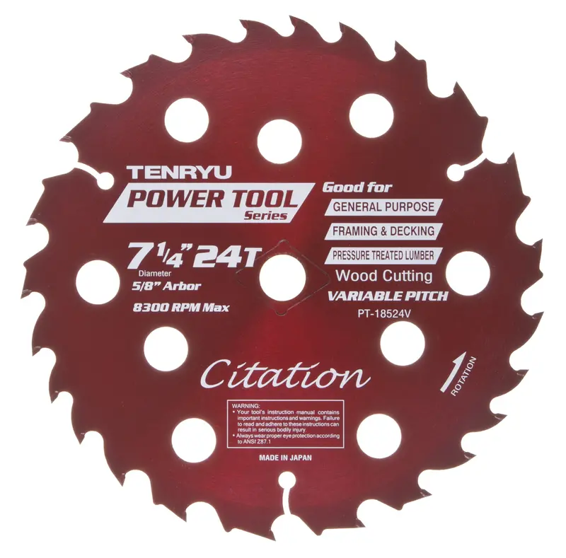 Tenryu 7-1/4-Inch 24-Tooth Blade For Pressure-Treated Lumber – Smooth, Durable Cut (Pt-18524V) 1