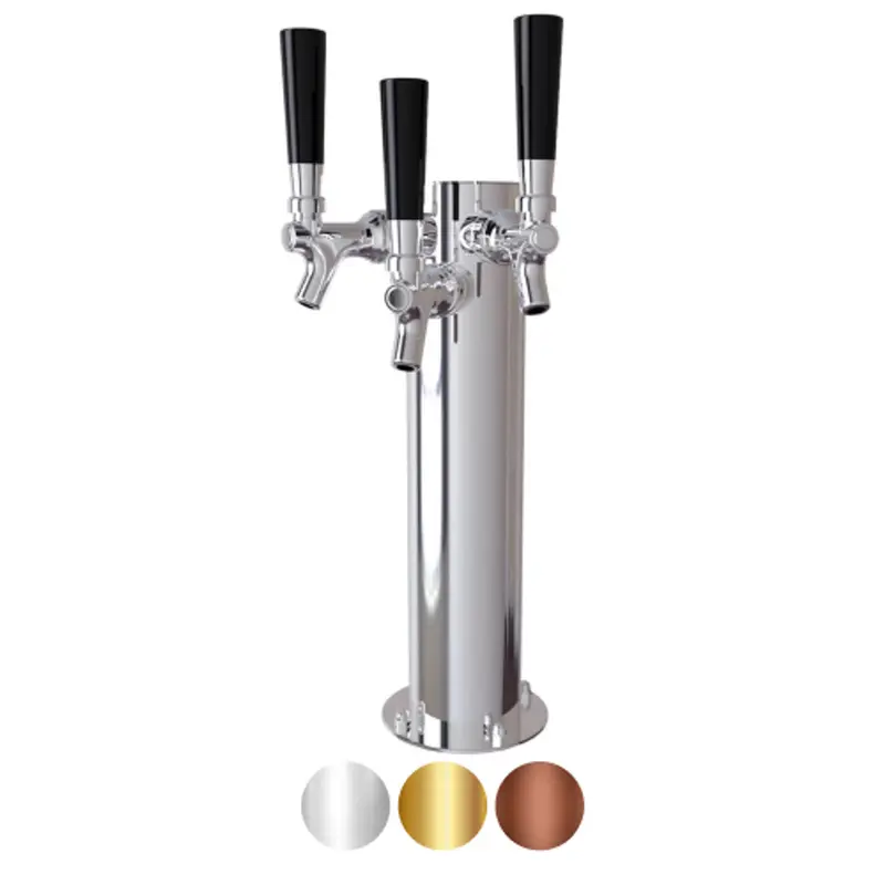 Triple-Tap Air-Chilled Stainless Steel Cylinder Beer Tower 1