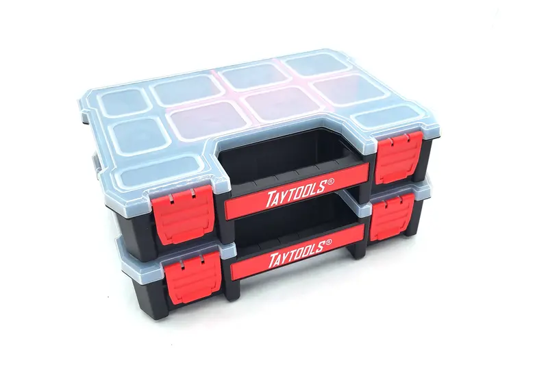 Two-Piece Compact 10-Compartment Parts Organizer Set – 11.375" X 8.75" X 2.5", Dual-Latch Design With Removable Dividers 1