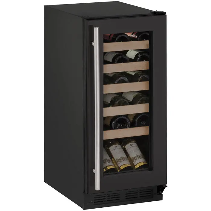 U-Line 15" Single-Zone Black Wine Refrigerator – 24-Bottle Built-In Undercounter Cooler 1