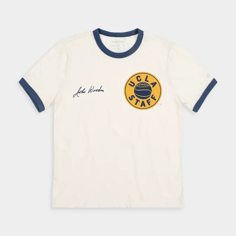 Ucla Basketball Staff Tribute Ringer Tee – John Wooden Design 1