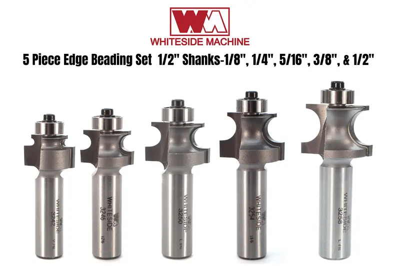 Whiteside 1/2" Shank Edge Beading Router Bit Set – Five Sizes 1
