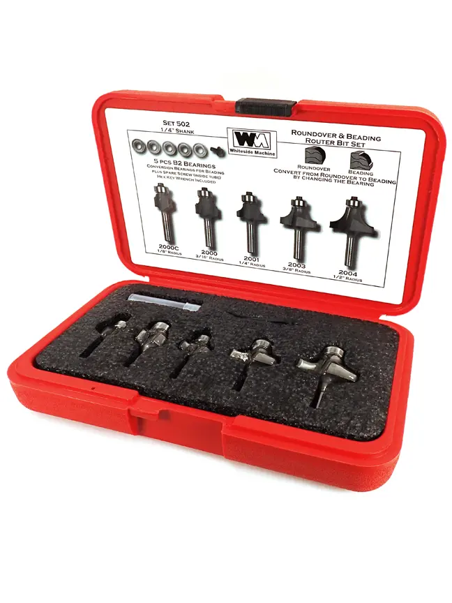 Whiteside 5-Piece Roundover & Beading Router Bit Collection — 1/4" Shank 1