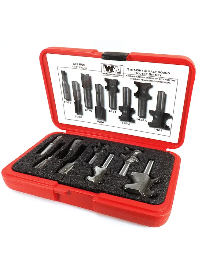 Whiteside 8-Piece Straight And Half-Round Router Bit Combo – 1/2" Shank 1