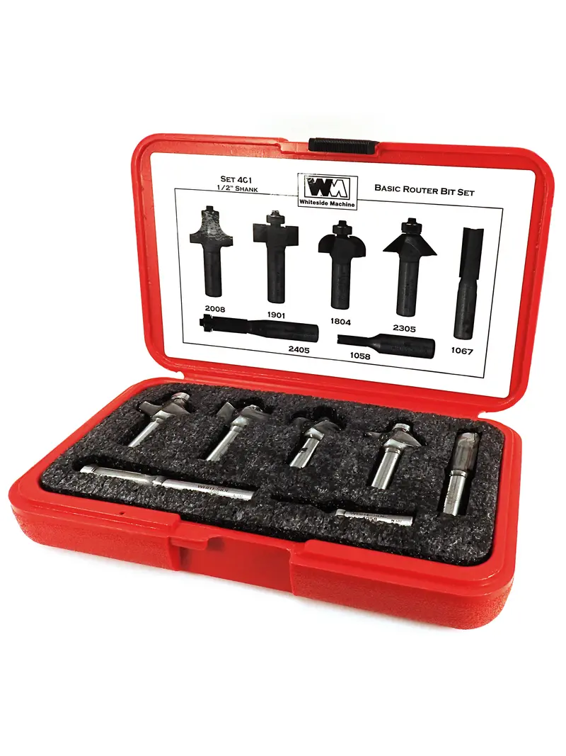 Whiteside Essential 7-Piece Router Bit Kit: Straight, Roundover, Rabbet, Chamfer & Flush Trim 2