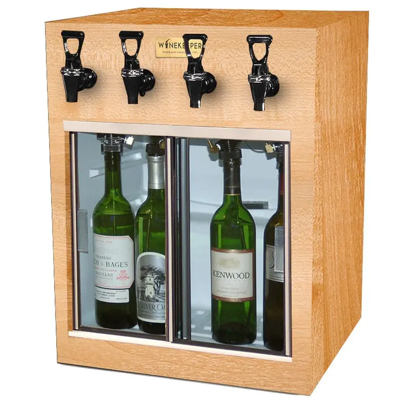 Winekeeper Monterey 4-Bottle Dual-Zone Wine Dispenser With Oak Finish 1