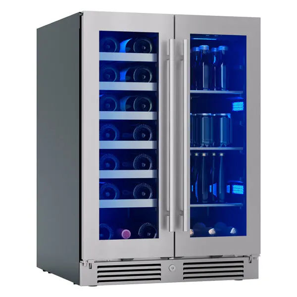 Zephyr 24" French-Door Dual-Zone Undercounter Wine & Beverage Cooler – Stainless Steel 1
