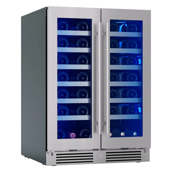 Zephyr 24-Inch 21-Bottle French-Door Dual-Zone Undercounter Wine Refrigerator 1