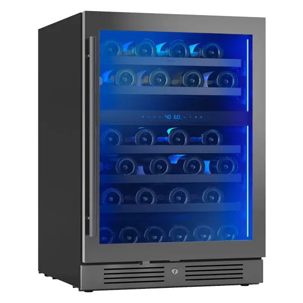 Zephyr 24-Inch 45-Bottle Dual-Zone Built-In Wine Refrigerator – Black Stainless Steel Finish 1
