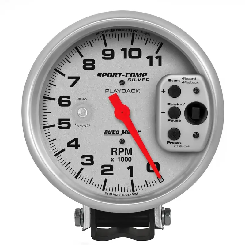 Autometer 3965 Ultra-Lite Tachometer – 5-Inch Face, 11,000 Rpm, Pedestal Mount With Rpm Playback 1