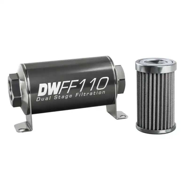 Deatschwerks 8An Stainless Steel Inline Fuel Filter Housing – 100-Micron, 110Mm Length 1