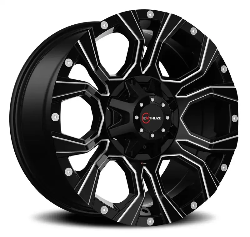 Enthuze Act64R-1890-97-00Bg Wheel: Gloss Black Finish With Cnc-Machined Grooves 1