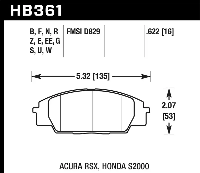 Hawk Performance Hb361S.622 Ht-10 High-Temperature Disc Brake Pads – 0.622" Thickness 1