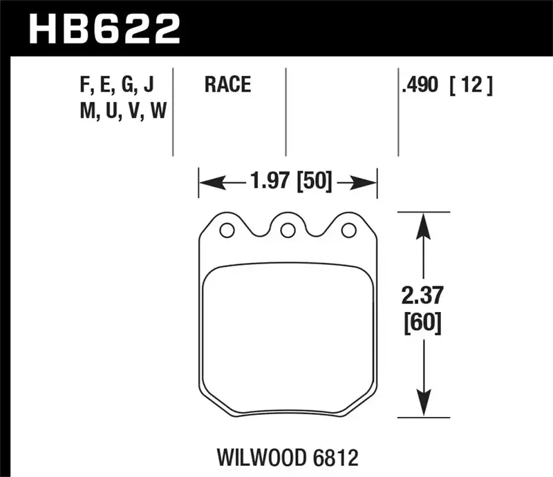 Hawk Performance Hb622W.490 Dtc-30 Brake Pads – 0.490" Thickness For Wilwood Dls Calipers 1