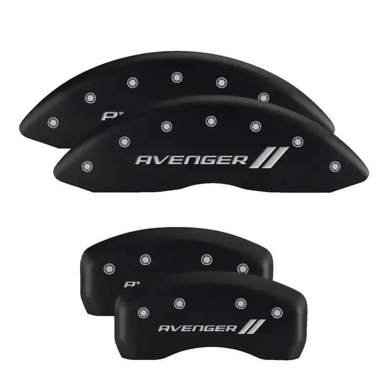 Mgp Engraved 4-Piston Caliper Covers – Dodge Black Finish With Silver Stripes 1