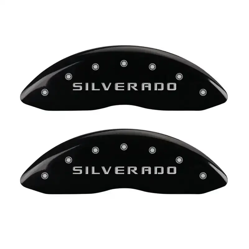 Mgp Engraved Front Caliper Covers For Chevrolet Silverado – Black Finish With Silver Accents 1