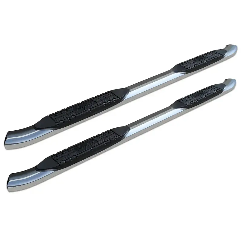 Raptor Series Curved Oval Side Steps – 4-Inch Wide, Polished Stainless Steel For 2004–2006 Toyota Tundra Double Cab 1