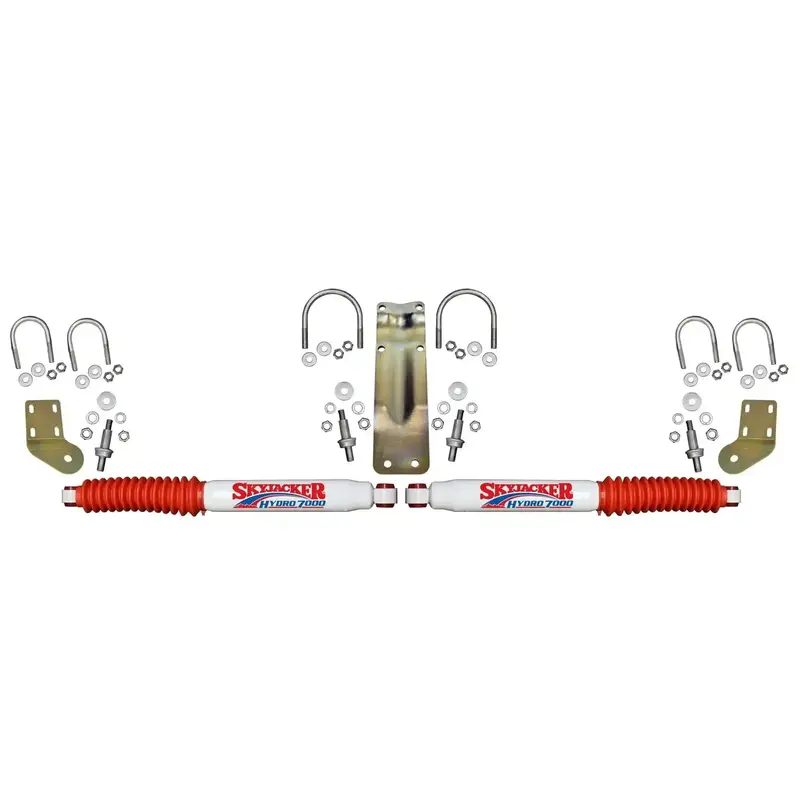 Skyjacker 7253 Dual Steering Stabilizer Kit – White Cylinders & Red Boots 1