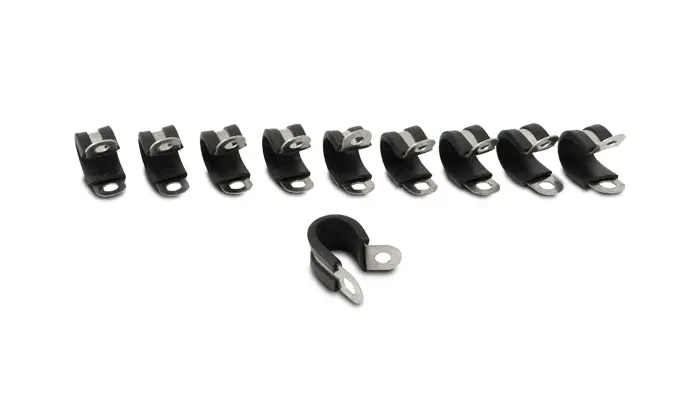 Vibrant Performance Stainless Steel Cushion P-Clamp – 10-Pack For 3/8" Od Hose 1